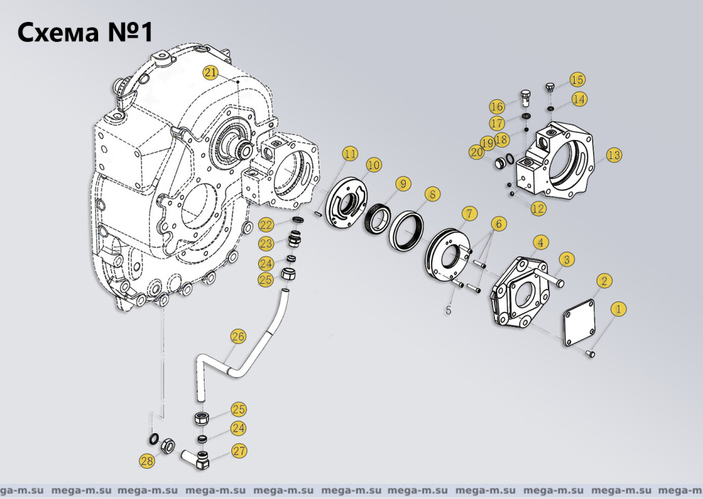 Масляный насос ZQC2000 - схема в разобранном виде.