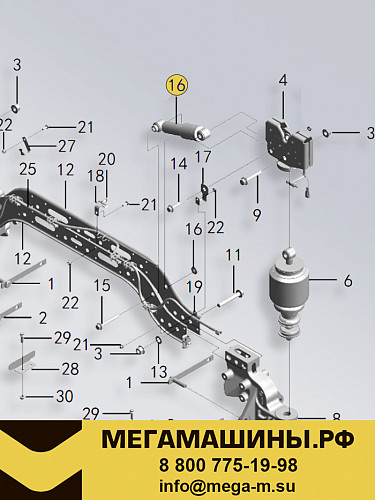Амортизатор кабины DongFeng GX задний (горизонтальный) ухо-ухо 5001160-C6100